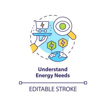 Understand energy needs concept icon Stock Illustration