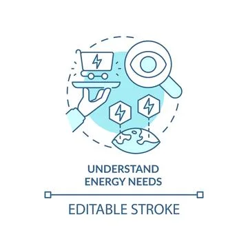 Understand energy needs turquoise concept icon 스톡 일러스트