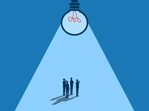 Understand oneself, Help light, team Businessman and light bulb team Stock Illustration