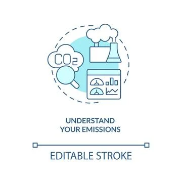 Understand your emissions turquoise concept icon Illustrazione stock