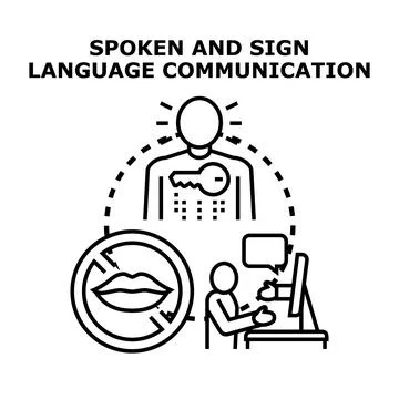 Understanding and communicating using sign language concepts Stock Illustration