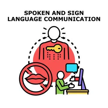 Understanding and communicating using sign language concepts Stock Illustration