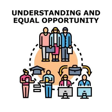Understanding and equal opportunity for diverse workforce access Stock Illustration