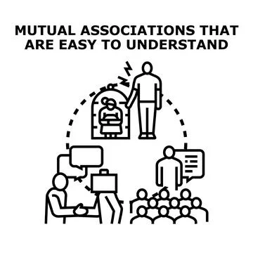 Understanding complex mutual associations diagram concept Stock Illustration