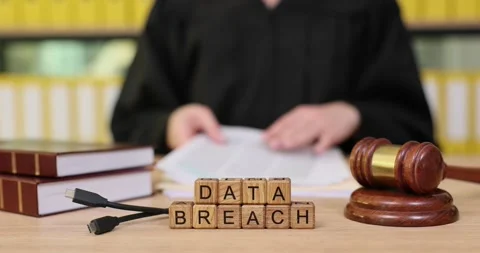 Understanding the consequences of data breaches in a courtroom setting at a Stock Footage 320635944