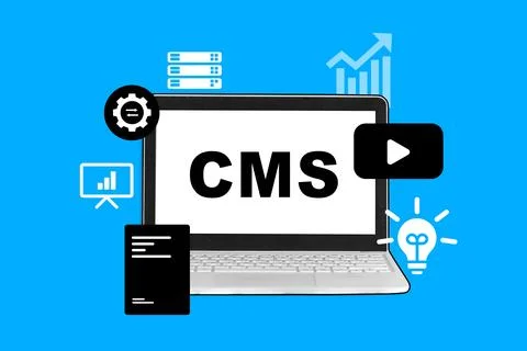 Understanding content management systems for website creation and management Stock Illustration