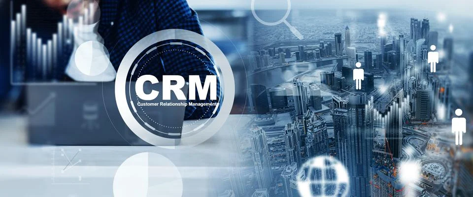 Understanding CRM in business with data analysis and management tools used in Foto stock