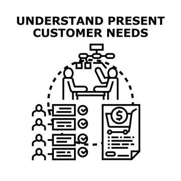 Understanding current customer needs for successful business developing Illustrazione stock