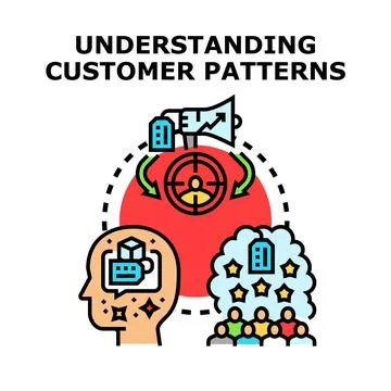 Understanding customer patterns for business strategy and marketing Stock Illustration
