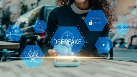 Understanding deep fake technology and its impact on digital media in urban Stock Photos