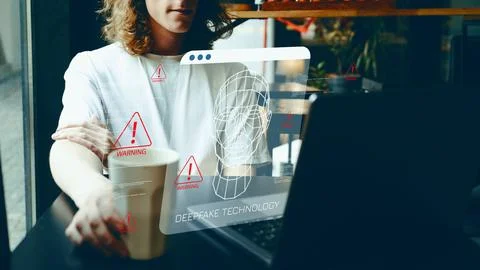 Understanding deep fake technology in a modern workspace during the day Stock Photos