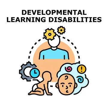 Understanding developmental learning disabilities and childhood development.. Stock Illustration