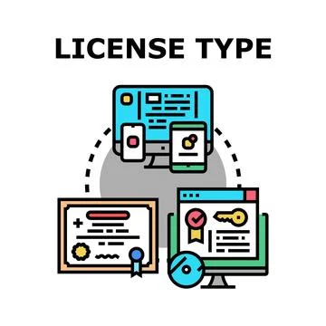 Understanding different software license type concepts Stock Illustration