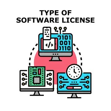 Understanding different software license types and usage Stock Illustration