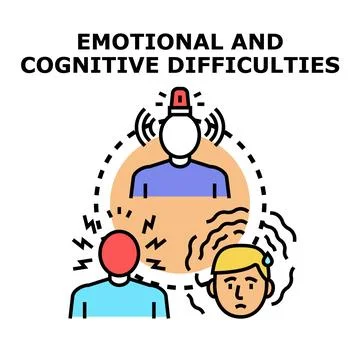 Understanding emotional and cognitive difficulties concept vector Stock Illustration