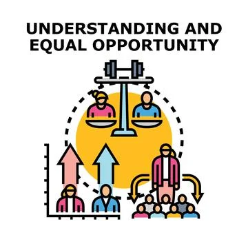 Understanding equal opportunity and social equity concept Stock Illustration