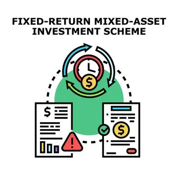Understanding fixed return mixed asset investment scheme concept Stock Illustration