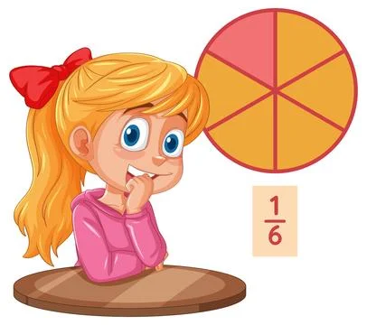 Understanding Fractions with a Young Learner Stock Illustration
