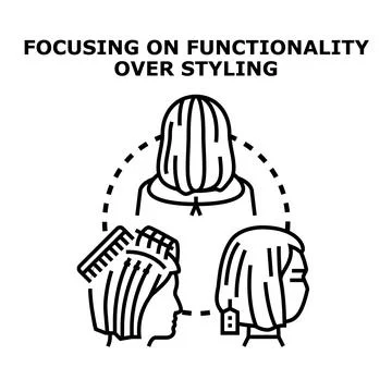Understanding functionality over styling in modern hair design Ilustração Stock