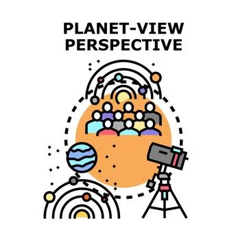 Understanding global perspective viewing with astronomy tools Stock Illustration