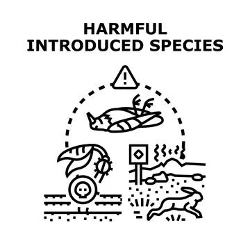Understanding harmful introduced species impacting ecosystems Stock Illustration
