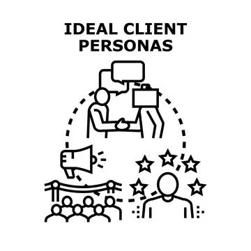 Understanding ideal client personas and customer relationships Ilustración de archivo