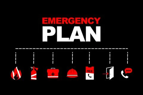 Understanding the importance of an emergency plan and how to prepare for Stock Illustration
