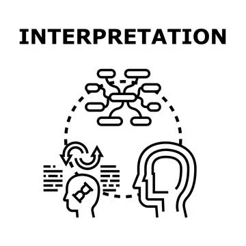 Understanding interpretation process analyzing information concept Stock Illustration