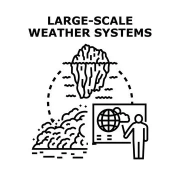 Understanding large scale weather systems and climate change effects Stock Illustration