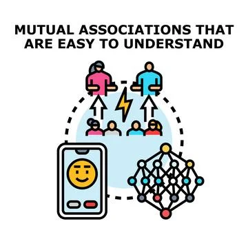 Understanding mutual associations and concept connections diagram Stock Illustration