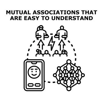Understanding mutual associations and concept connections diagram Stock Illustration