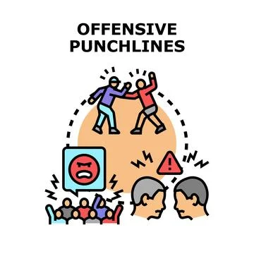 Understanding offensive punchlines causing conflict and anger Stock Illustration