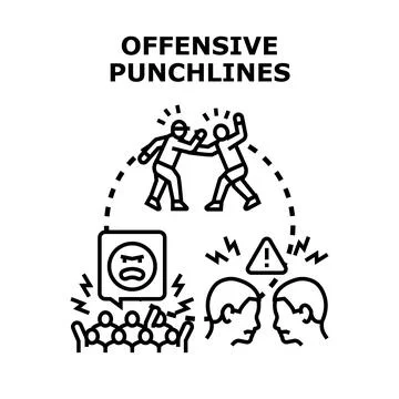 Understanding offensive punchlines causing conflict and anger Stock Illustration