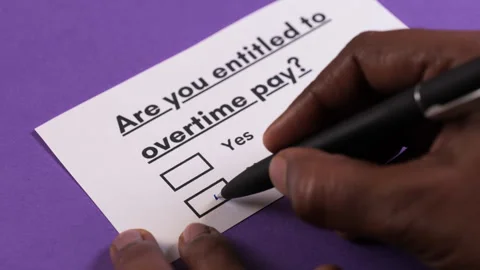 Understanding overtime pay eligibility with a checklist Stock Footage 302209817