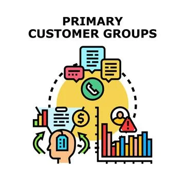 Understanding primary customer groups identifying market segmentation Stock Illustration
