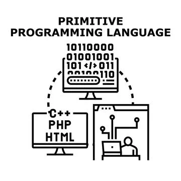 Understanding primitive programming language evolution software development Illustrazione stock