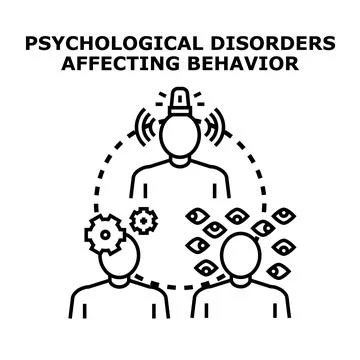 Understanding psychological disorders affecting human behavior concept Stock Illustration
