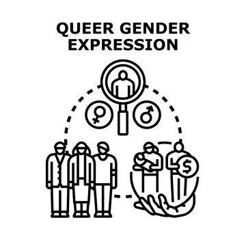Understanding queer gender expression and diverse family concepts Stock Illustration