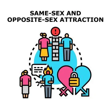 Understanding same sex and opposite sex attraction concepts 库存插图