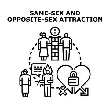 Understanding same sex and opposite sex attraction concepts 库存插图