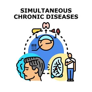 Understanding simultaneous chronic diseases affecting multiple organ systems Stock Illustration
