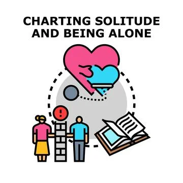 Understanding solitude and being alone concept Stock Illustration