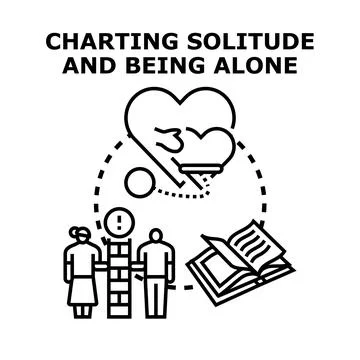 Understanding solitude and being alone concept Stock Illustration
