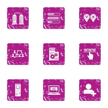 Understanding of the technology icons set, grunge style Ilustración de archivo