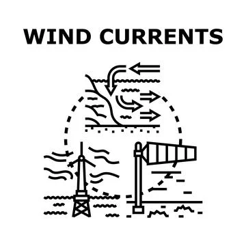 Understanding wind currents and renewable energy concepts Stock Illustration
