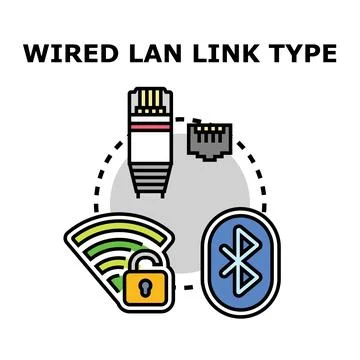 Understanding wired and wireless network link types Stock Illustration