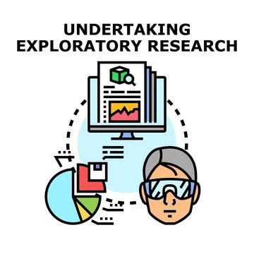 Undertaking exploratory research and data analysis process Illustrazione stock