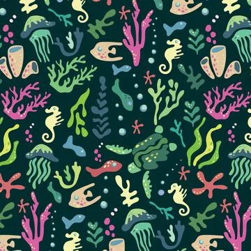 Underwater Abstract green pattern. Illustrazione stock