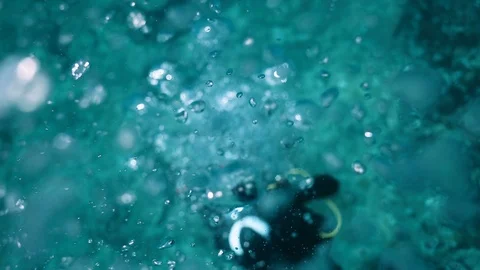 Underwater air bubbles ascending Stock Footage 111800180