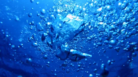 Underwater Air Bubbles. Blue nbackground. Video stock 129113795